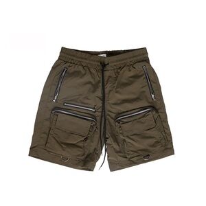 Men's Olive Utility Cargo Shorts with Zip Pockets